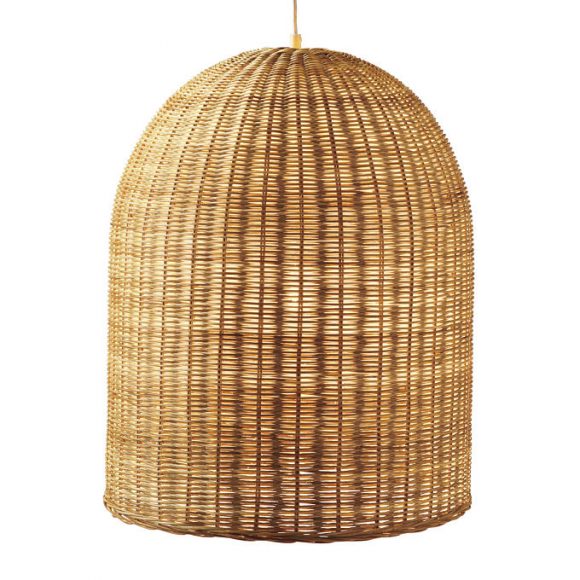 Lampara ovalada en mimbre. Artesania española