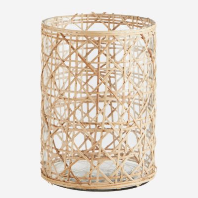 Farol cristal y bambu Farol de cristal y bambú elaborado artesanalmente a mano