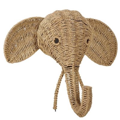 Cabeza elefante de paja Cabeza de elefante de paja | Decorar con fibras naturales