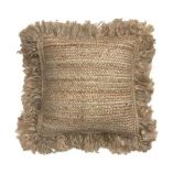 Funda de cojín de yute con flecos