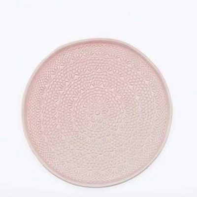 Vajilla artesanal decorativa plato 27cm rosa ganchillo Vajilla artesanal decorativa rosa ganchillo